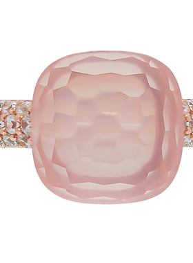 LAMUANA【轻奢彩宝】粉水晶方糖戒指高级轻奢银饰珠宝戒指10ct