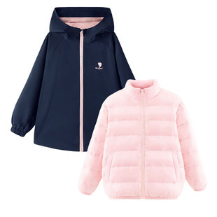 女童羽绒服冲锋衣款儿童冬装加厚中大童羽绒内胆防风衣滑雪服冬季