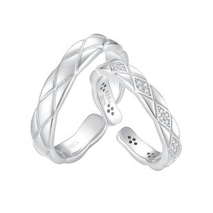 周大生恋爱日记情侣对戒小众纯银活口戒指可调节生日礼物送女友