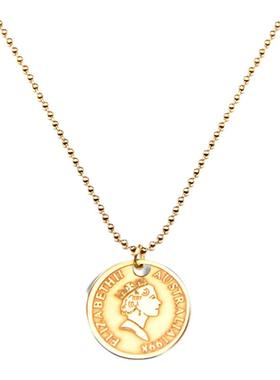 HuoTing钛钢镀金o女高保色项链