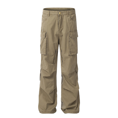 JDKZ美式做旧压褶皱工装裤