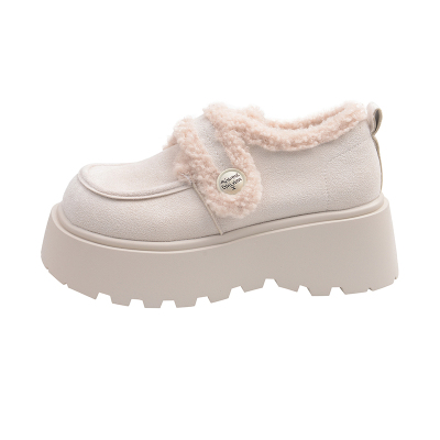 毛毛博肯鞋女全包小个子松糕单鞋