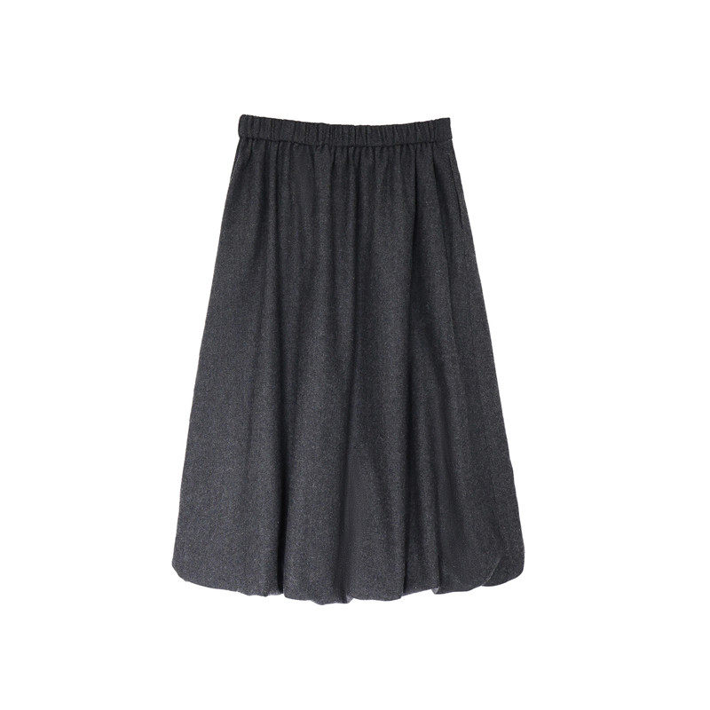 羊毛呢半身裙大码女士胖mm2025新款秋冬松紧高腰显瘦百褶花苞裙子