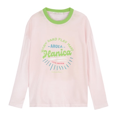 长袖休闲薄款印花棉T女2025新款