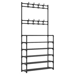 鞋架子多层家用鞋帽架落地一体式多功能简约衣帽架门口鞋子收纳架