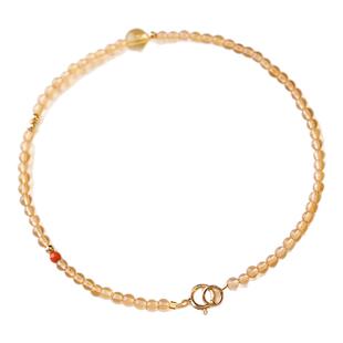 深圳弘法寺一夜暴富极细2mm黄水晶手链女14k转运珠超细招财手串