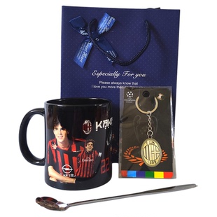 上新创意足球礼物梅西C罗纪念品莫得里奇亚马尔周边黑釉陶瓷水杯