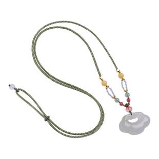 粉色佛公玉髓吊坠挂绳女款高档手工编绳半成品可穿黄金吊坠项链绳