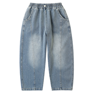 男童裤子春秋2026新款儿童帅气时髦牛仔裤中大童休闲弯刀长裤男孩