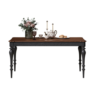 时余海莉餐桌法式复古风实木长餐桌椅组合美式乡村中古风家用饭桌