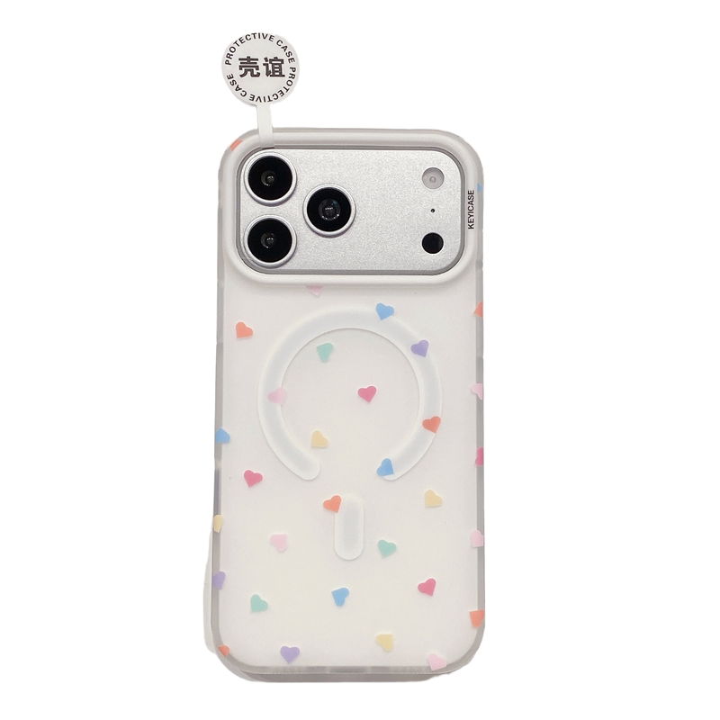壳谊KEYICASE彩色满屏爱心适用iphone18苹果17promax气质16pro包AI键15甜美14小众女生磨砂抗指纹磁吸手机壳