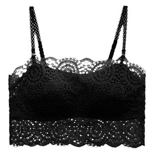 抹胸内衣女吊带薄款蕾丝黑色防走光美背心内搭小胸聚拢文胸罩裹胸