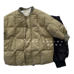 【我是小童】韩版棒球领90白鸭绒羽绒服男童冬女宝保暖中长款外套