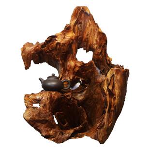 天然风化实木原木根雕摆石头茶壶底座 壶呈 佛柜龛禅意 客厅摆件