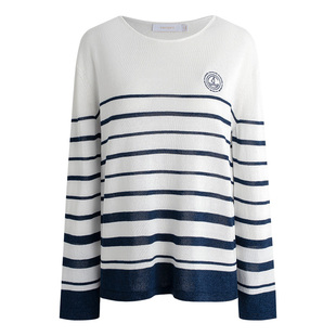 Navigare意大利小帆船撞色条纹上衣2026春季休闲圆领套头针织衫女