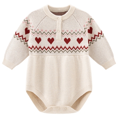 乖奇熊春秋季宝宝毛线针织包屁衣