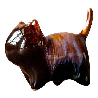 钧瓷桌面猫咪手把件陶瓷可爱小猫创意茶宠猫创意文创摆件
