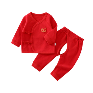 新生婴儿衣服春秋冬季男女宝宝百天满月服分体开裆和尚服秋衣套装