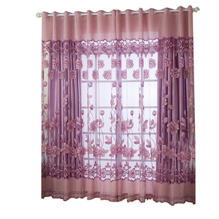 窗帘纱成品简约现代田园窗纱纱帘双层客厅卧室隔热全遮光布纱一体