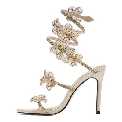 绝美水钻蛇形缠绕罗马凉鞋