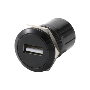 AVSSZ圆型金属USB2.0母座A口转B打印转接头机箱面板固定c形带螺纹