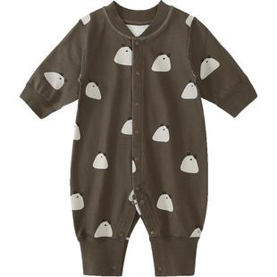 婴儿春装连体衣新生儿a类纯棉哈衣春秋季初生儿爬行服蛇宝宝衣服