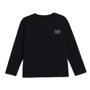 春秋Marithe儿童长袖T恤经典款简约Logo纯棉印花圆领套头童装长T