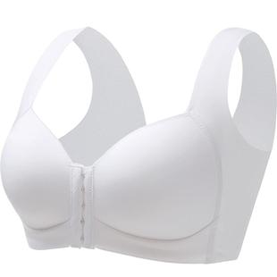 大码内衣女大胸显小收副乳防下垂聚拢无钢圈背心式前扣胖mm文胸罩