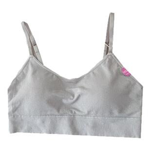 薄杯无钢圈无缝一体莫代尔加桑蚕丝少女背心文胸粉红豆绿色PAFH