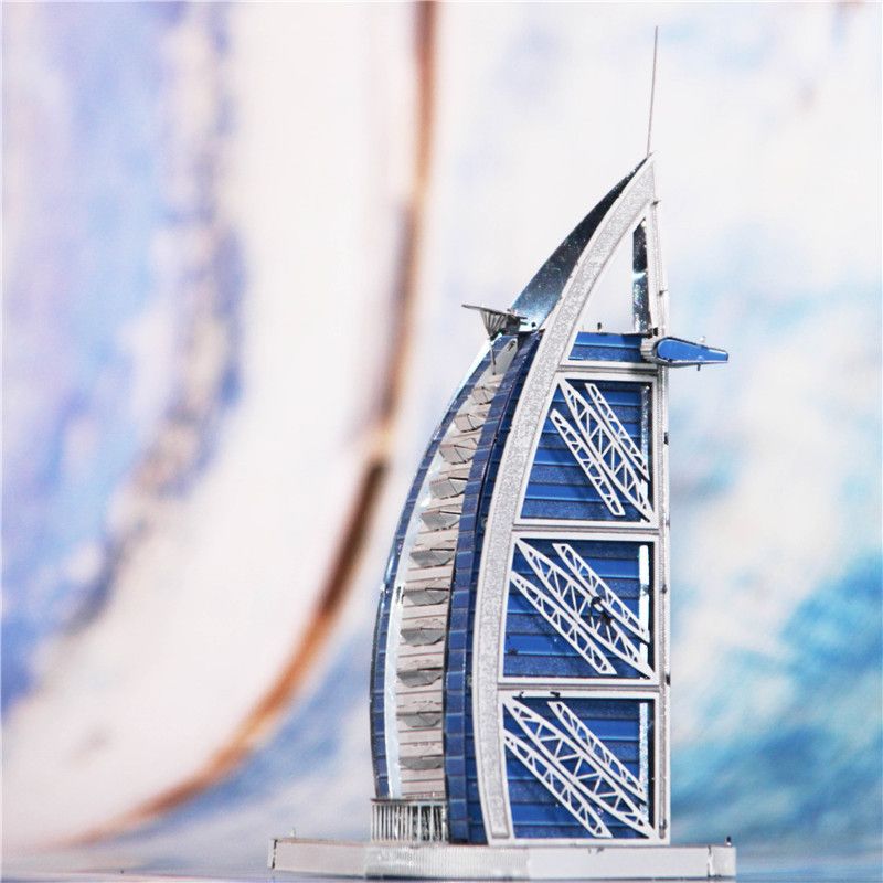 狂模帆船酒店全金属不锈钢拼装胶拼图玩具3D立体金属模型免DIY