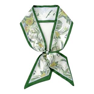 绑包装饰小丝巾长条发带新款文艺双层缎面小领巾护颈长条丝巾飘带