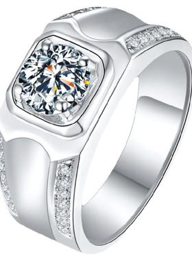 莫桑钻银镀白金戒指轻奢简约婚戒