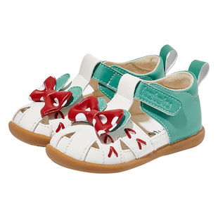 卡特兔童鞋2023新款夏季女童蝴蝶结皮鞋女宝宝软底机能鞋女孩凉鞋