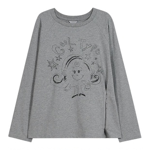 TYPESERVICE 韩国小众设计师品牌童趣手绘时尚休闲圆领长袖T恤女