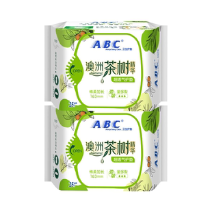 ABC护垫卫生巾茶树精华163mm超薄抑菌姨妈女组合装