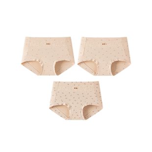 顶瓜瓜彩棉高腰女内裤顶呱呱棉质三角短裤女士彩棉舒适底裤3条装