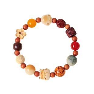 【多财多福】白玉菩提根手串多宝五福猫萌爪文玩男女招财猫手链