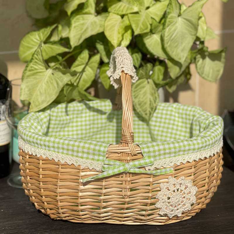 柳藤编篮子手提篮鸡蛋果篮礼品编织筐购物篮野餐花篮零食收纳筐子