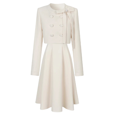 蝴蝶结A字廓形长半裙时尚套装