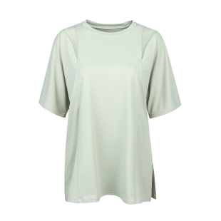 annerun女士瑜伽上衣夏季网纱拼接宽松运动短袖t恤2026新款瑜伽服