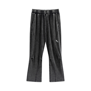 OMG运动 【仿牛仔】做旧水洗分割卫裤运动裤男裤子休闲直筒拼接