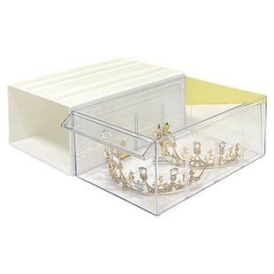 婚纱店饰品收纳盒分层收纳饰品整理盒透明抽屉式新娘头饰收纳盒