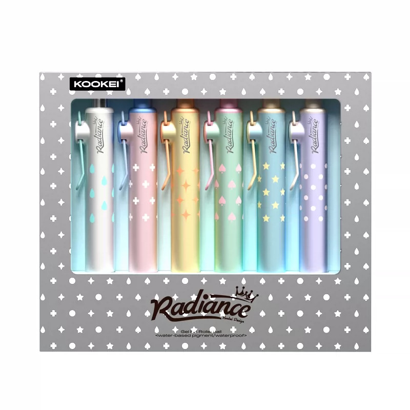【新品】KOOKEI中性笔星屿小胖笔韩式波点撞色中性笔学生刷题考试黑色水笔高颜值星星四叶草子弹头笔尖速干