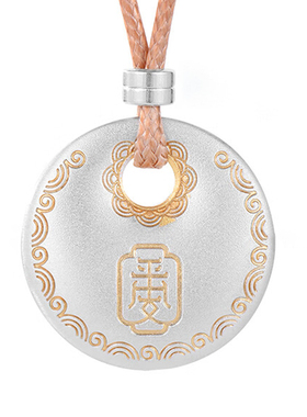 纯银实心描金平安扣吊坠女款国风