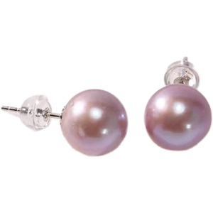 诸暨淡水珍珠耳钉女S925银爱迪生紫色圆珠耳环气质简约高级感礼物