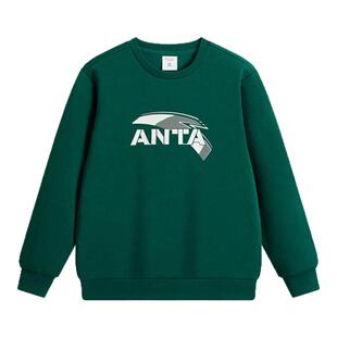 安踏儿童卫衣男孩2026春季新款棉质舒适圆领长袖t恤套头衫男童