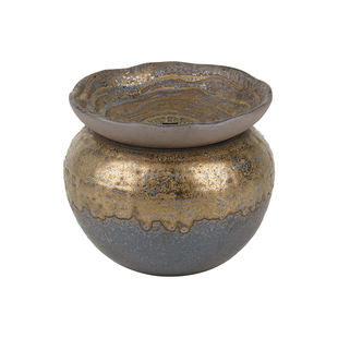 榜盛古陶元宝建水茶洗茶海大容量废水缸高档鎏金铁釉水缸功夫茶具