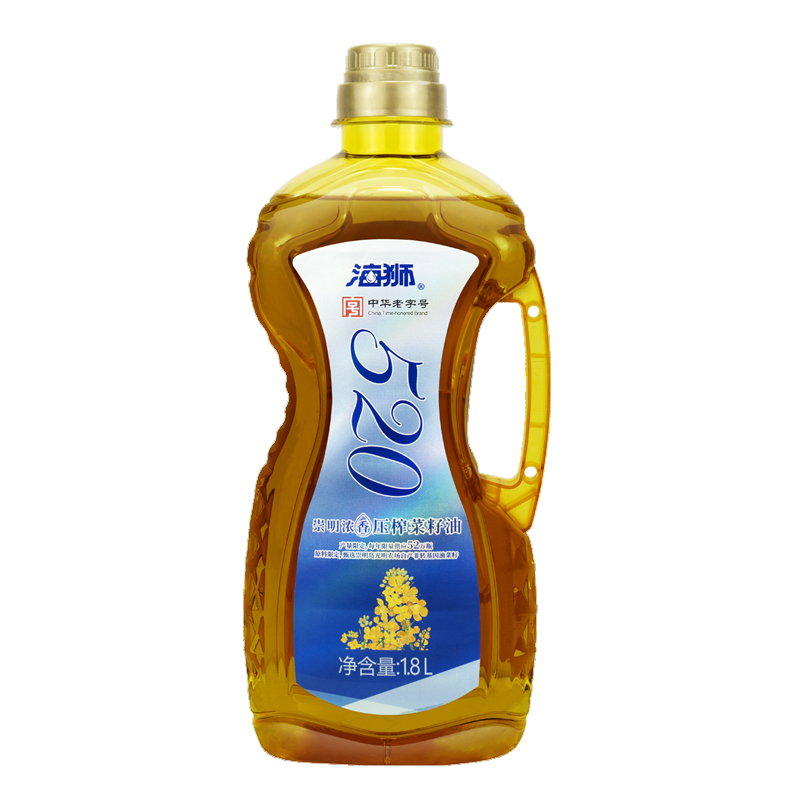 海狮520崇明浓香压榨菜籽油1.8L可炸炒煎菜油烹饪植物食用油小桶