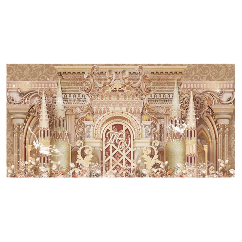 咖色秋色婚礼主题LOGO定制背景 深香槟色LED屏幕高清动态视频制作
