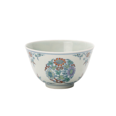 雍正斗彩风韵遗存 团菊单杯手绘陶瓷泡茶茶具景德镇